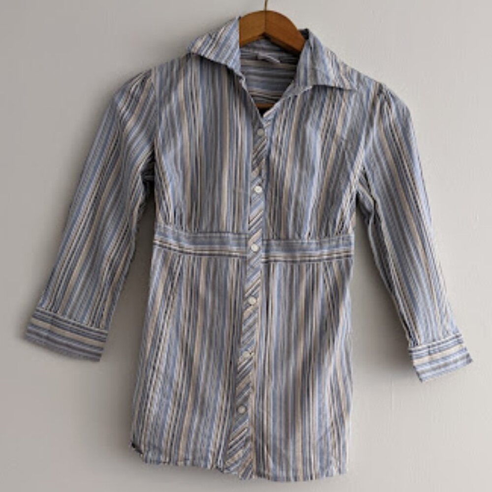 Motherhood Maternity Blue/Brown Stripes Shirt S